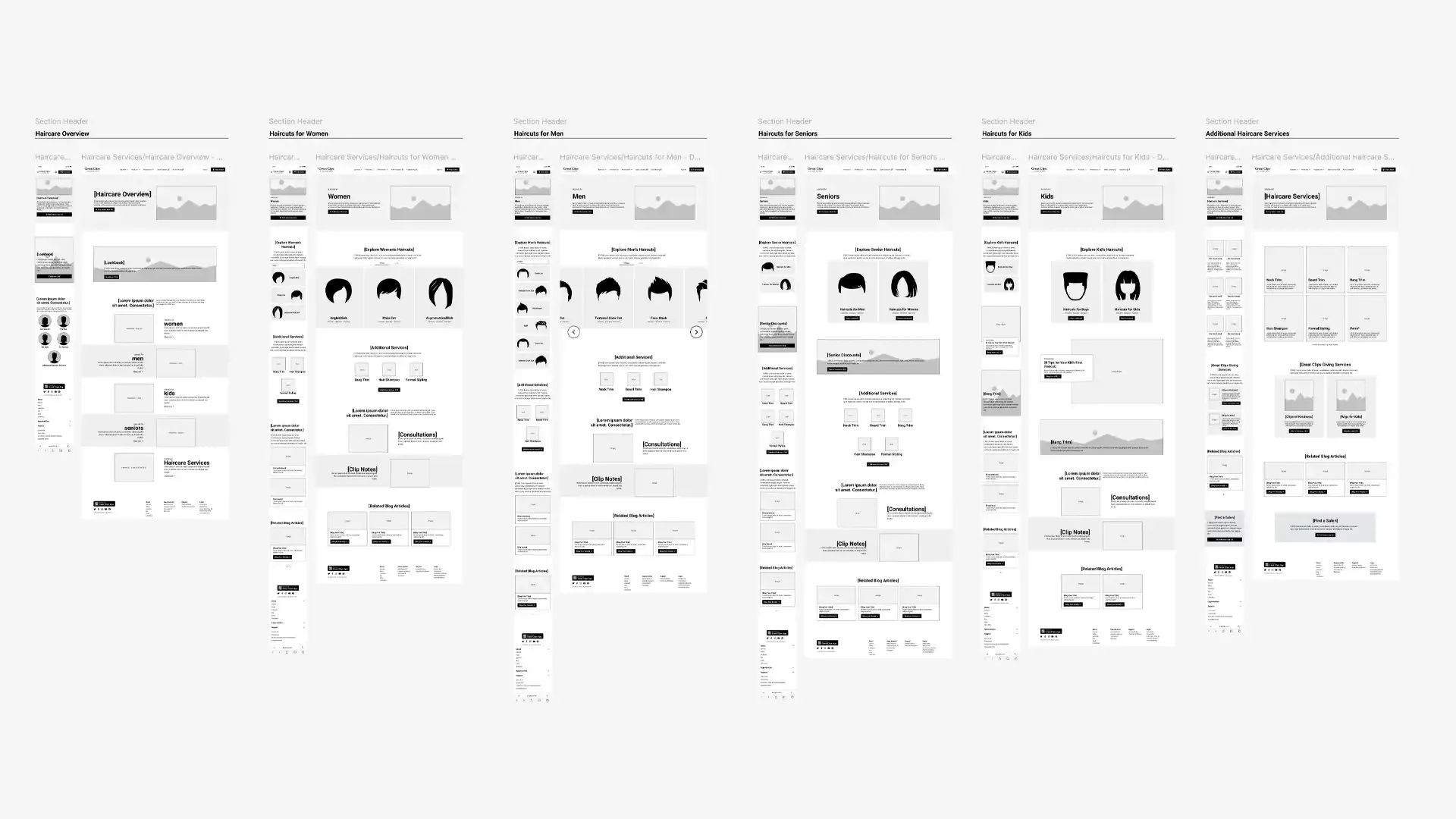 image of Great Clips Website Wireframes / UX